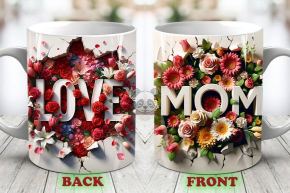 Celebrate Mom with a Stunning Love MOM 3D Mother's Day Mug Wrap Design
