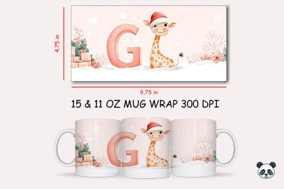 Celebrating the Season: The Christmas Baby Letter G with Giraffe Mug Wrap 3 for Custom Creators