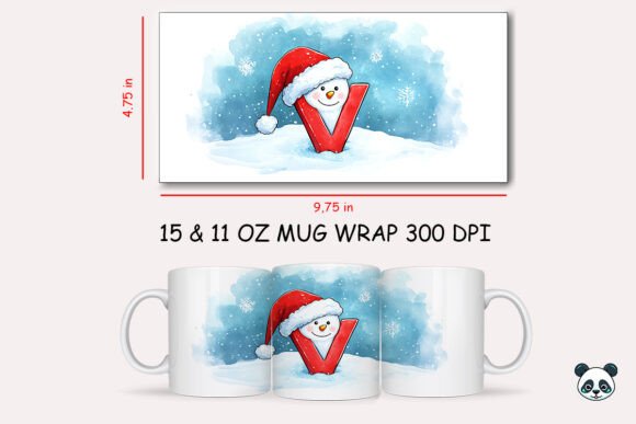 Christmas Baby Letter D Mug Wrap 28: Festive Sublimation Design