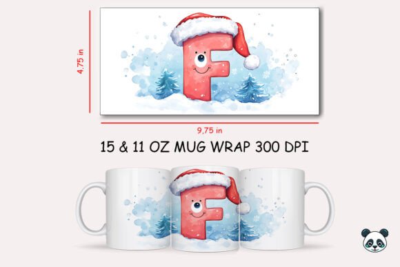 Christmas Baby Letter D Mug Wrap 3: Festive Sublimation Design