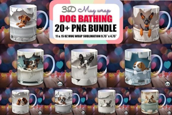 Dogs Bathing 3D Mug Wrap Bundle Guide