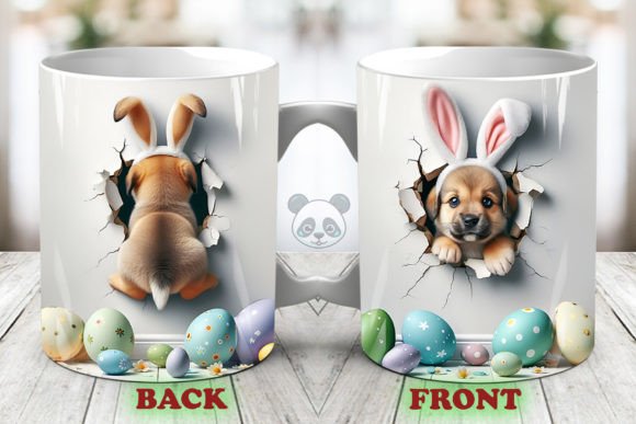 Easter Puppy 3D Mug Wrap: Spring Sublimation Design