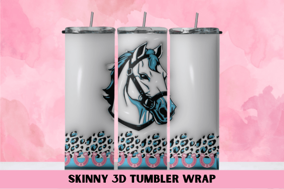 Elevating Brand Identity with the 3D White Horse with Blue Mane Skinny Tum Design