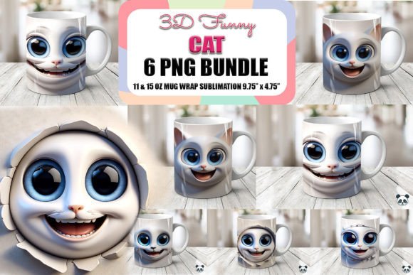 Funny Cat 3D Mug Wrap Sublimation Bundle