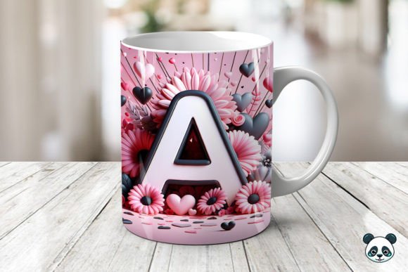 Letter A 3D Valentine Mug Wrap Design