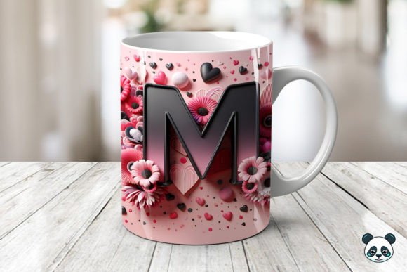 Letter M 3D Valentine Mug Wrap Design Guide