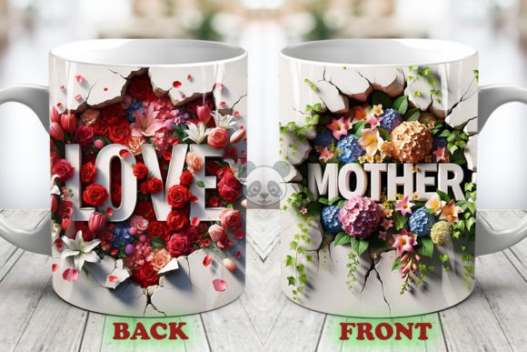 Love MOTHER 3D Mother's Day Mug Wrap Design