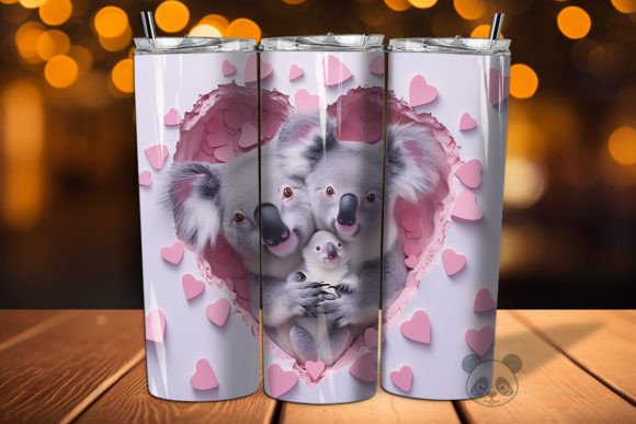 Mom Baby Koalas 3D Tumbler Wrap Guide