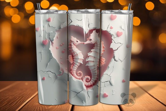 Mom Baby Seahorses 3D Tumbler Wrap