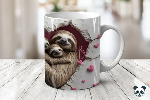 Mom Baby Sloths 3D Mug Wrap Design