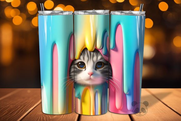 Peek-a-Boo Cat 3D Melting Tumbler Wrap