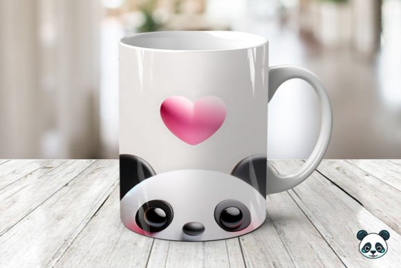 Peek a Boo Panda 3D Valentine Mug Wrap
