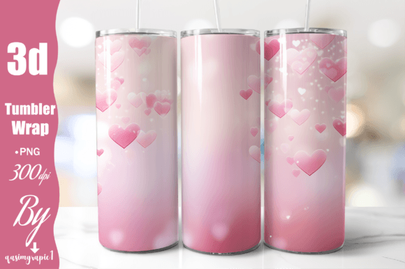 Pink Hearts 20 Oz Tumbler Wrap Design