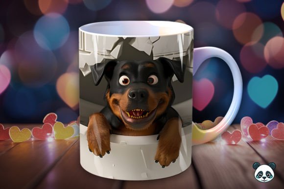 Rottweiler Bathing 3D Mug Wrap Design Guide