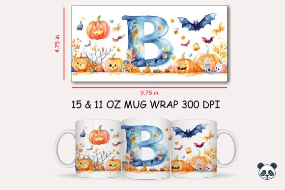 Spooky Style: Halloween Letter B Mug Wrap Sublimation