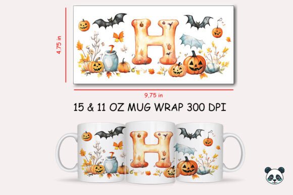Spooky Style: Halloween Letter H Mug Wrap Sublimation 1