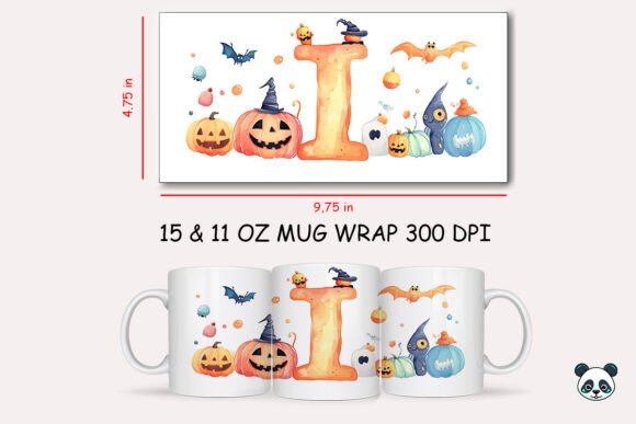 Spooky Style: Halloween Letter I Mug Wrap Sublimation