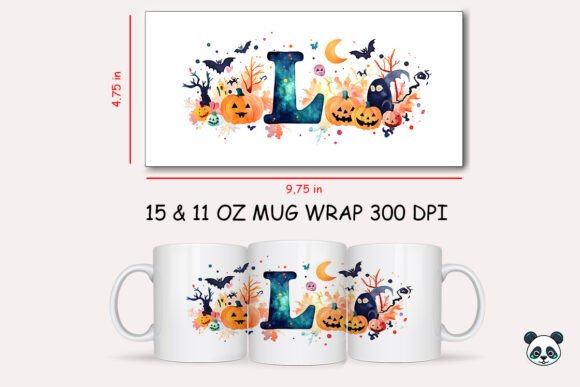 Spooky Style: Halloween Letter L Mug Wrap Sublimation 3