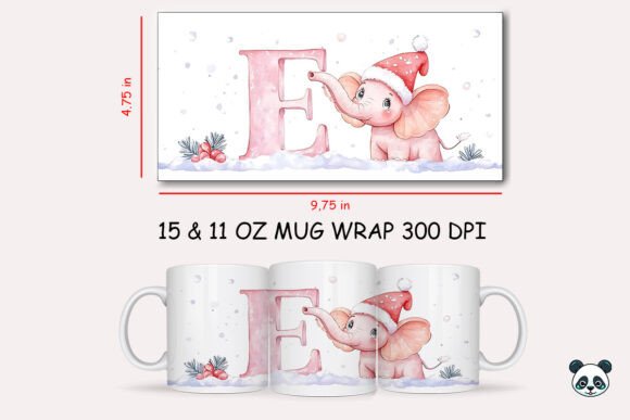 Strategic Branding with Christmas Baby Letter E with Elephant Mug Wrap 3