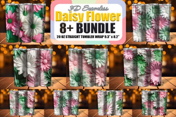 Strategic Branding with the White Green Pink Daisy 3D Mug Wrap