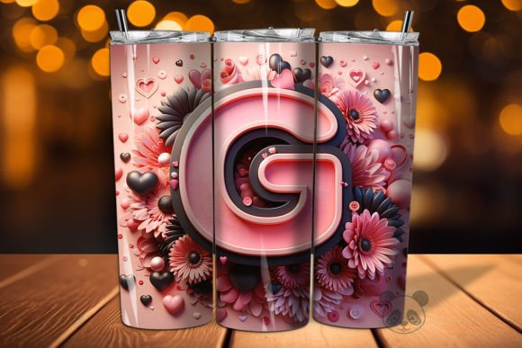 Valentine Letter G 3D Tumbler Wrap: Elevating Personalized Sublimation Designs