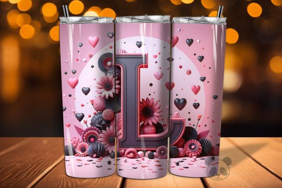Valentine Letter L 3D Tumbler Wrap Design