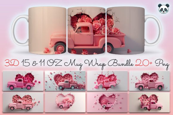 Valentine Pick-up Rose 3D Mug Wrap